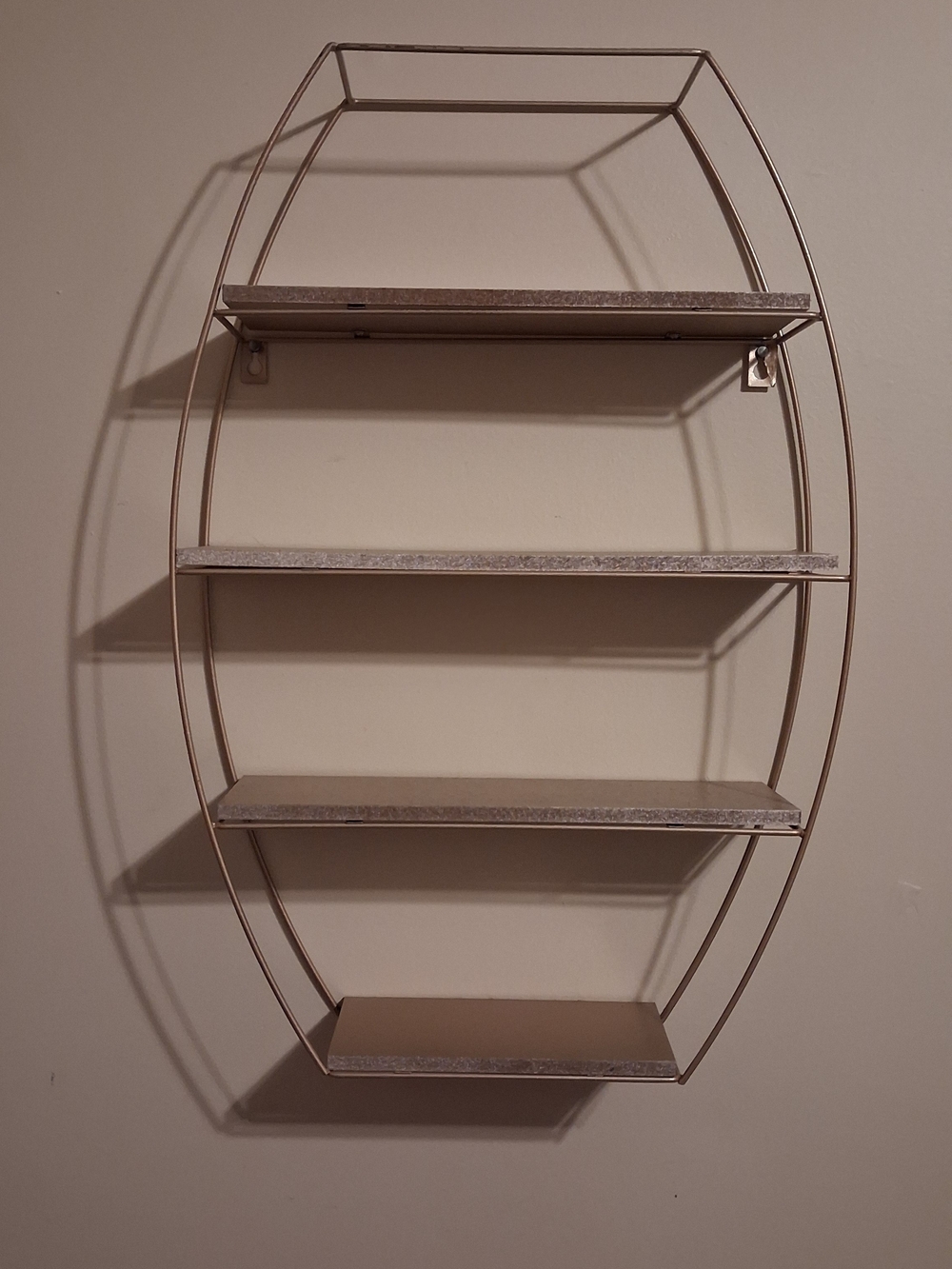 Metal Oval Wall Shelf - Beige/Gold Home Wall Decor